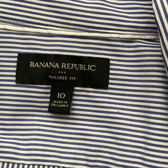 Banana Republic Navy and White Striped Shirt Tailored Fit - Picture 3 of 9